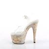 Pleaser - ADORE708MB Sandale à bride à la cheville, Pole dance chaussures - Transparent/Couleur or Product image
